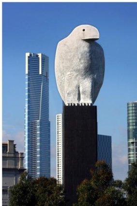 The eagle has landed: The 25-metre-tall <i>Bunjil</i> towers over Wurundjeri Way. 