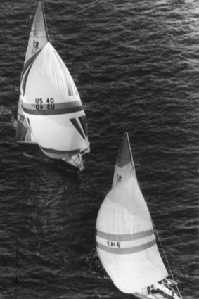 Australia II wins the America's Cup in 1983.