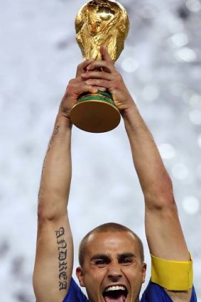 Fabio Cannavaro lifts the World Cup after the 2006 final.