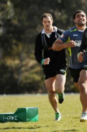 Josh Papalii was all smiles at training yesterday.