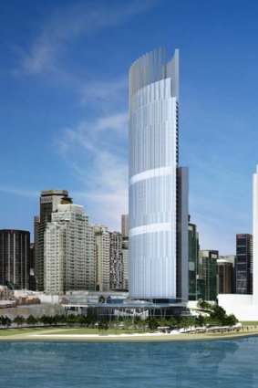 An impression of James Packer's proposed hotel and casino at Barangaroo.