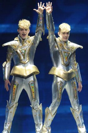 Poptastic ... Ireland's pop duo Jedward performs during the dress rehearsal of the Grand Final of the Eurovision 2012 song contest.