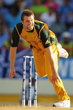 Victorian Dirk Nannes claimed the early wicket of Chris Gayle.