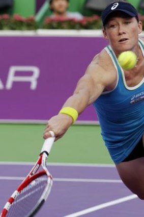 Hitting form: Sam Stosur on the way to beating Monica Niculescu.
