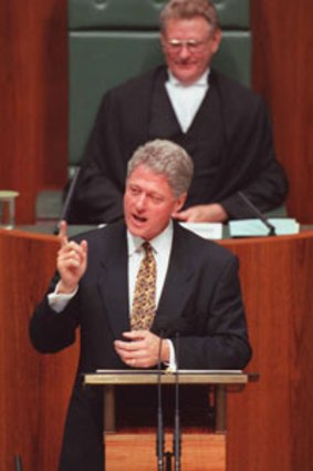 Bill Clinton ...  addressing Parliament.