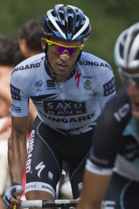 Alberto Contador in Saxo Bank garb.