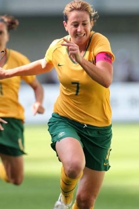 Top job  ... Heather Garriock  in action for the Matildas.