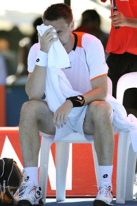 Robin Soderling before he withdrew at Kooyong.