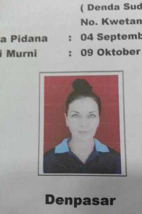 Cover page of Schapelle Corby's parole application.