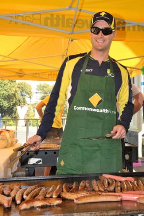 Australian cricketers put on a BBQ and signing session in Melbourne yesterday.