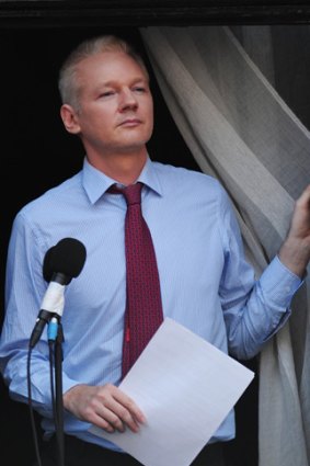 Julian Assange at the Ecuadorian embassy in London.