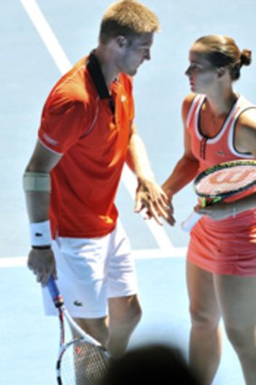 Jarmila and Sam Groth at the Australian Open this week.