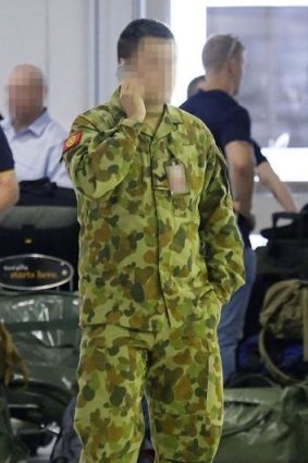 Departure: Over 80 troops checked through Sydney Airport's commercial terminal en route to Iraq.
