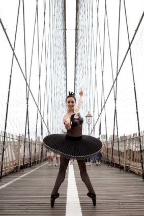 Abroad ... Australian Ballet dancer Amy Harris on the Brooklyn Bridge.