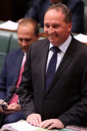 Agriculture minister Barnaby Joyce during question time in Parliament House