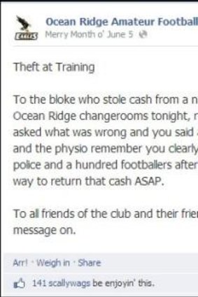 Ocean Ridge has posted this warning to other clubs.