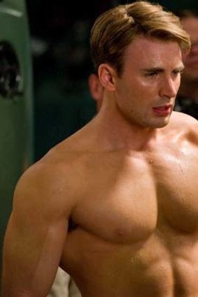Beefed up ... Chris Evans as Captain America.