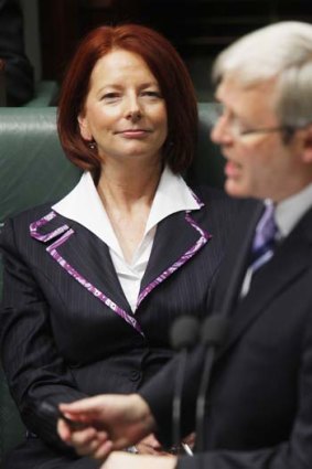 Question time: The then Deputy Prime MinisterJulia Gillard and Prime Minister Kevin Rudd at Parliament House in Canberra in June 2010.