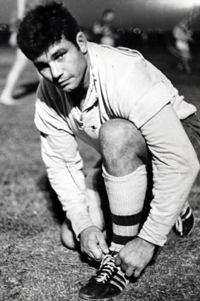 Inspirational leader ... a young Arthur Beetson getting ready for training with Balmain in 1970.