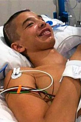Liam Knight: has permanent brain damage after his head was speared by a metal pole thrown by a 16-year-old gatecrasher at a north shore party.