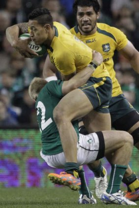 Over the top: Australia's Israel Folau delivered an strong performance for the Wallabies.