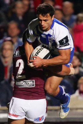 Not on &#8230; Toovey queried Sam Perrett's try for the Bulldogs.