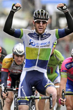 Better days: Matthew Goss wins the second stage of the Tirreno-Adriatico race on March 7. His Giro has been dogged by injury.
