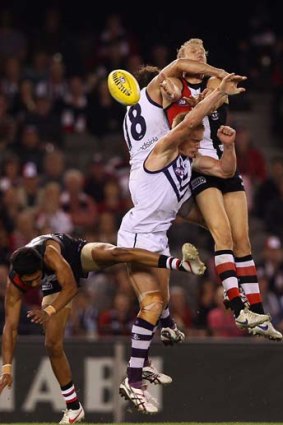 Not paid: the Riewoldt free kick the umpire missed.