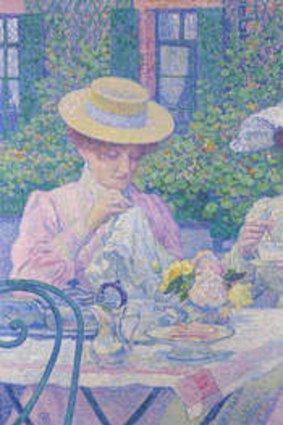 Theo VAN RYSSELBERGHE Tea in the garden  (1903) oil on canvas.