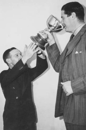 Cheers &#8230; jockey Harold Badger and Arthur Browning.