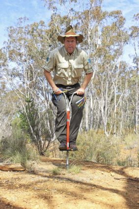 Canberra Centenary trail on a pogo stick.