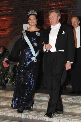 Brian Schmidt with Sweden's Crown Princess Victoria.