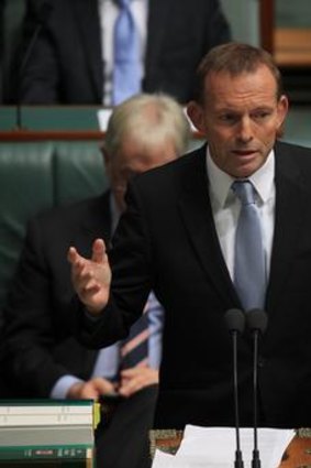 Opposition Leader Tony Abbott in Parliament yesterday.