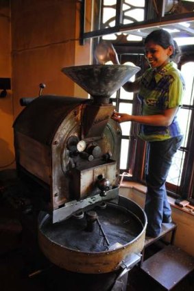 Hansa Coffee's ancient roasting machine.