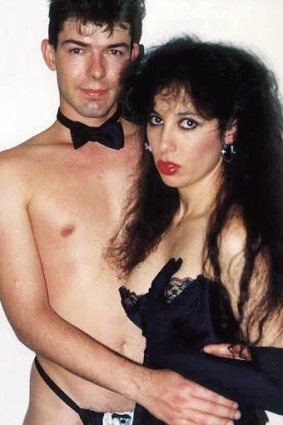 On show … Nikki Stern with husband Paul Van Eyk for the "Horny Housewife" video series in 1990.