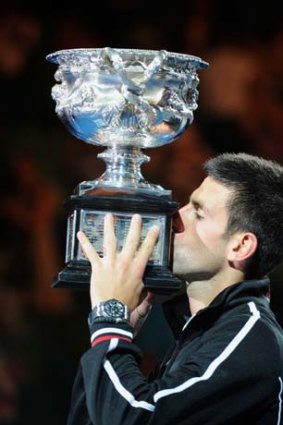 Novak Djokovic enjoying his win.
