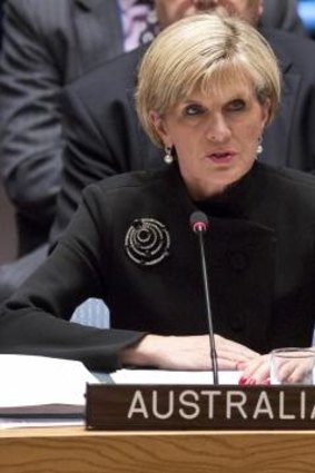 Foreign Minister Julie Bishop addresses a meeting of the UN Security Council on Iraq.