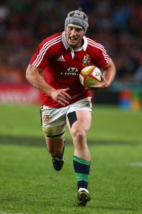 Jonathan Davies heads for the tryline for the British and Irish Lions.