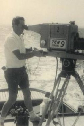 Peter Skelton filming one of the America's Cup trials.