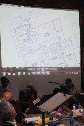 The floorplan of Oscar Pistorius' house in shown in court.