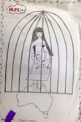A drawing by a pregnant detainee on Christmas Island.