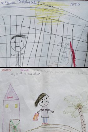 Drawings by detained children.