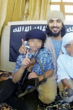 A man identified as Nasser al-Shayeq and his sons Abdullah and Ahmed.