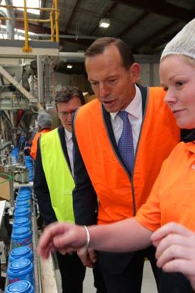 Tony Abbott tours the Loral Ipsum factory.