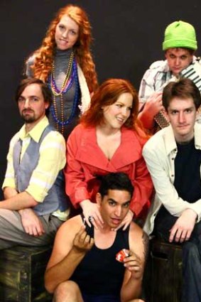 Shaun Griffin (Roy), Kate Lloyd (Lucy), Katrina Murphy (Cherry), Ryan S. McNally (Zac), Cody Fullbrook (Lewis) and Anthony Smith (Doug, front) are appearing in the popular Australian play <i>Cosi</i> this May.
