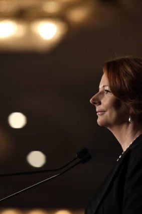 Resilient ...  Julia Gillard at the Women in Leadership lunch yesterday.