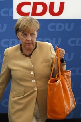 Beaten: German Chancellor Angela Merkel.