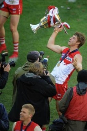 Alex celebrating the 2012 grand final.