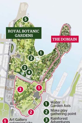 On the cards: The Royal Botanic Gardens and The Domain.