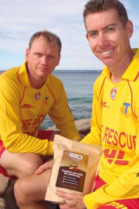 Stuart Cooke and Guy Lawrence in their lifesaver gear.